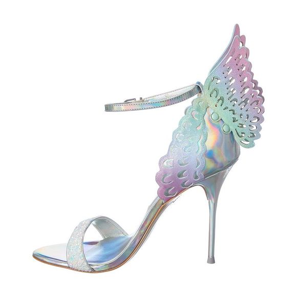 Sophia Webster Evangeline Glitter & Leather Sandal, Silver - Picture 2 of 5